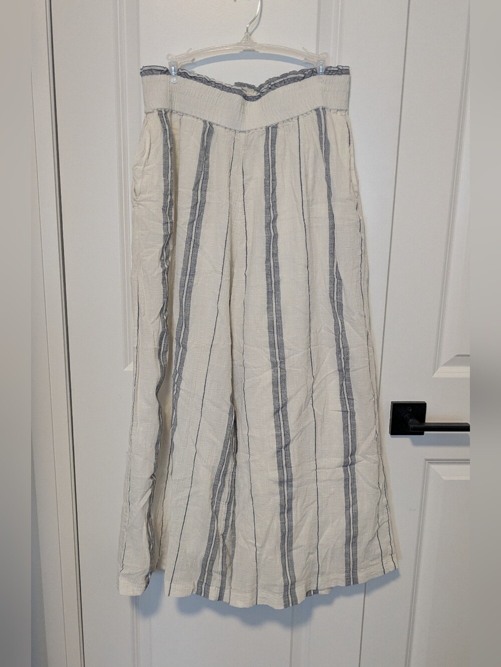 Striped Wide Leg Cotton Pants